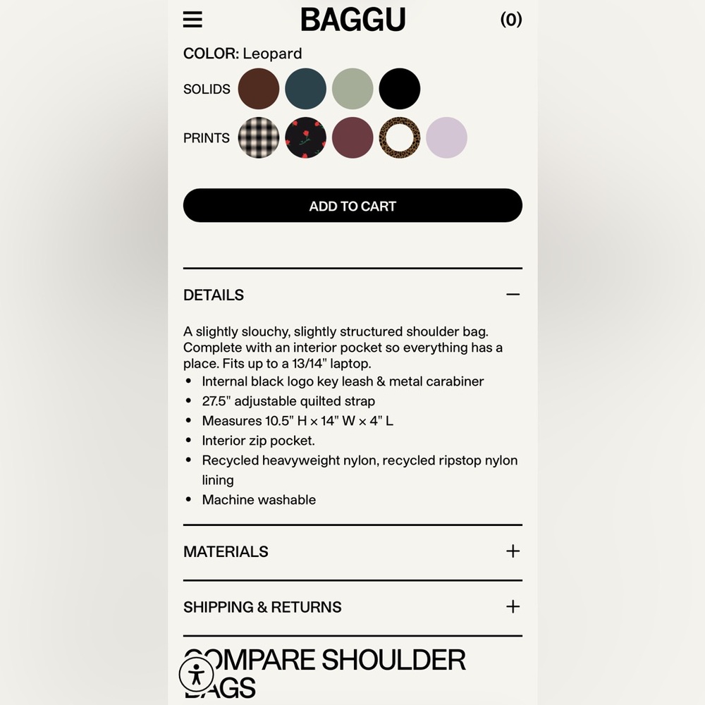 BAGGU Nylon Shoulder Bag, like new! - Picture 6 of 7